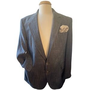 Imperial by Haggar Mens Grey Textured Two Button Blazer Jacket Size 44 Made USA